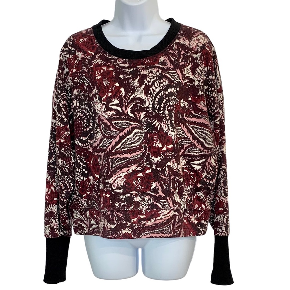 JOIE Caleigh Floral Cropped 100 Cotton Crewneck Pullover Sz L
